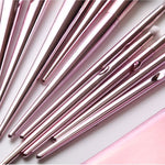 Glozara Pink Makeup Brush Set with Soft Bristles and Carry Clutch GLOZARA