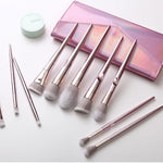 Glozara Pink Makeup Brush Set with Soft Bristles and Carry Clutch GLOZARA