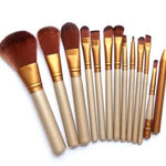 GLOZARA 12-Piece Makeup Brush Set with Wooden Handles in Iron Storage Box GLOZARA