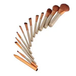 GLOZARA 12-Piece Makeup Brush Set with Wooden Handles in Iron Storage Box GLOZARA