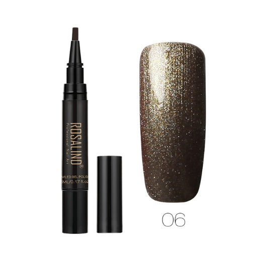 GLOZARA 5ml Solid Color Nail Art Pen UV Gel Polish Fine Tip Nail Glue GLOZARA