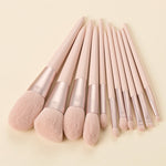 Glozara 11-Piece Makeup Brush Set with Wooden Handles and Ribbon Bag GLOZARA