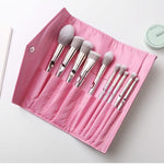 Glozara Pink Makeup Brush Set with Soft Bristles and Carry Clutch GLOZARA