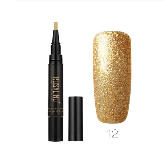 GLOZARA 5ml Solid Color Nail Art Pen UV Gel Polish Fine Tip Nail Glue GLOZARA