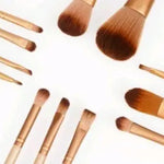 GLOZARA 12-Piece Makeup Brush Set with Wooden Handles in Iron Storage Box GLOZARA