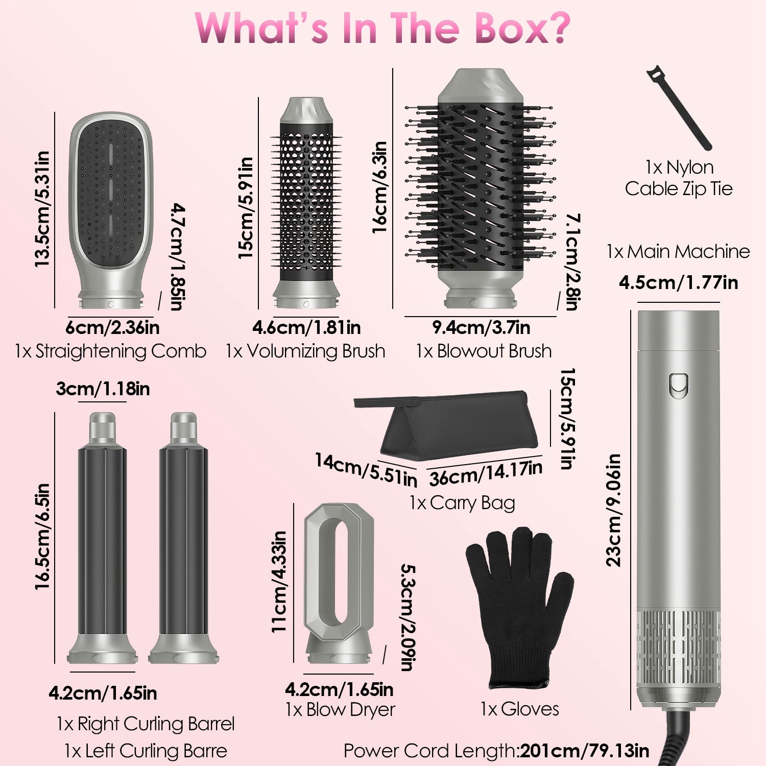 GLOZARA 6-in-1 Hot Air Styler with Auto Wrap, Dryer & Curling Brush GLOZARA