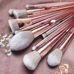 Glozara Pink Makeup Brush Set with Soft Bristles and Carry Clutch GLOZARA