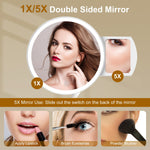 Glozara 5X Magnifying Lighted Makeup Mirror with 3 Color Modes GLOZARA