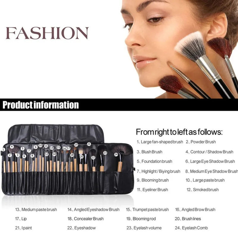 GLOZARA 24-Piece Professional Makeup Brush Set with PU Case GLOZARA