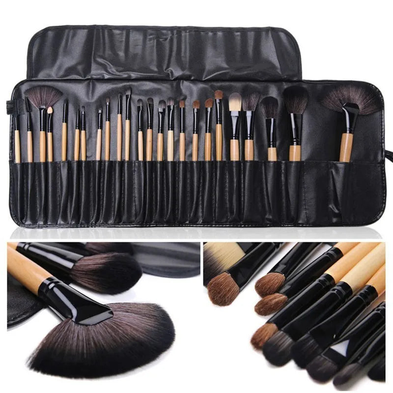 GLOZARA 24-Piece Professional Makeup Brush Set with PU Case GLOZARA
