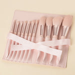 Glozara 11-Piece Makeup Brush Set with Wooden Handles and Ribbon Bag GLOZARA