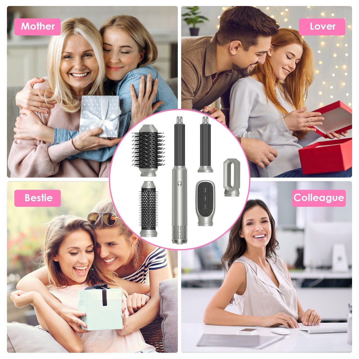 GLOZARA 6-in-1 Hot Air Styler with Auto Wrap, Dryer & Curling Brush GLOZARA